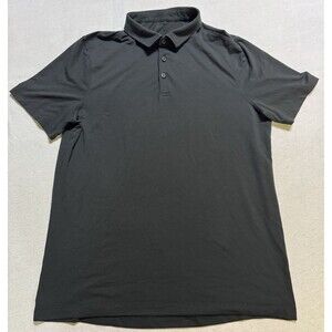 Lululemon Polo Shirt Mens L Black Stretch Golf Sports Short Sleeve Performance